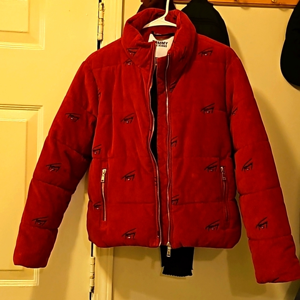 RED Tommy Hilfiger Corduroy  Puffer Coat